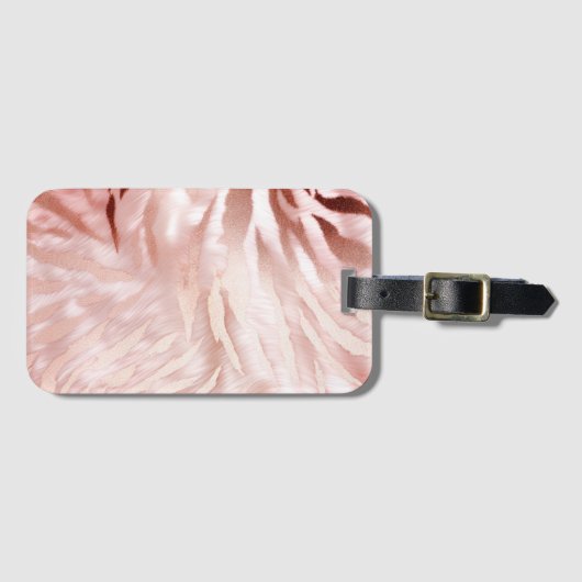 Stijlvolle Girly Pink Rose Gold Zebra Glam Glitz Bagagelabel (Voorkant (horizontaal))