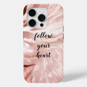 Stijlvolle Girly Pink Rose Gold Zebra Glam Glitz iPhone 15 Pro Case