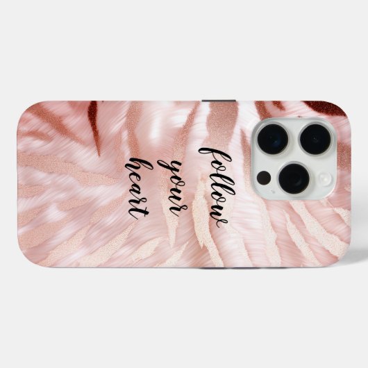 Stijlvolle Girly Pink Rose Gold Zebra Glam Glitz Case-Mate iPhone Case (Achterkant (horizontaal))