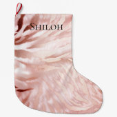 Stijlvolle Girly Pink Rose Gold Zebra Glam Glitz Grote Kerstsok (Voorkant)
