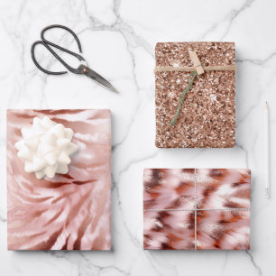 Stijlvolle Girly Pink Rose Gold Zebra Glam Glitz Inpakpapier Vel