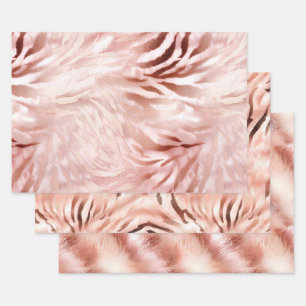 Stijlvolle Girly Pink Rose Gold Zebra Glam Glitz Inpakpapier Vel