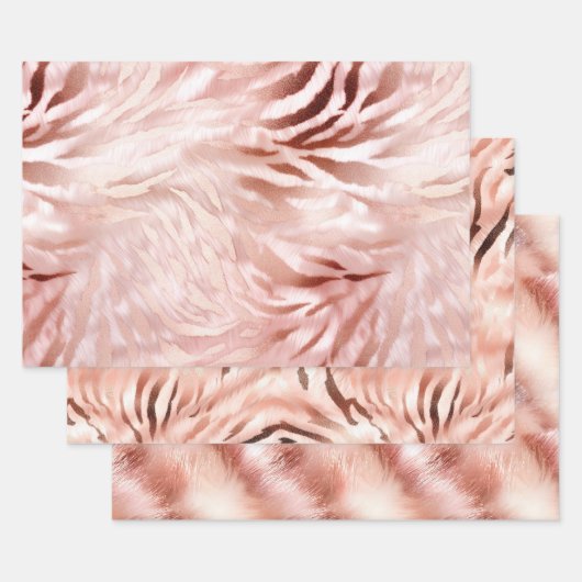 Stijlvolle Girly Pink Rose Gold Zebra Glam Glitz Inpakpapier Vel (Set)