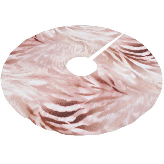 Stijlvolle Girly Pink Rose Gold Zebra Glam Glitz Kerstboom Rok (Gekanteld)