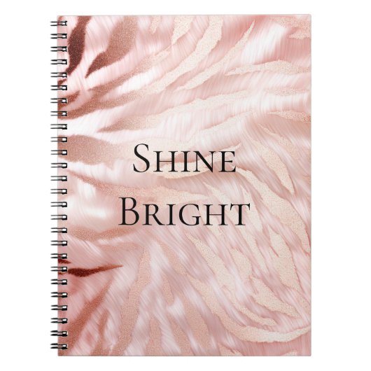 Stijlvolle Girly Pink Rose Gold Zebra Glam Glitz Notitieboek (Voorkant)