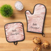 Stijlvolle Girly Pink Rose Gold Zebra Glam Glitz Ovenwant & Pannenlap Set (Top down)