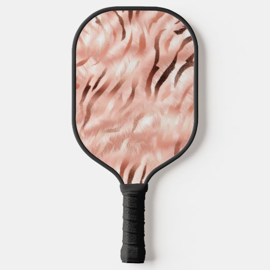 Stijlvolle Girly Pink Rose Gold Zebra Glam Glitz Pickleball Paddle (Achterkant)