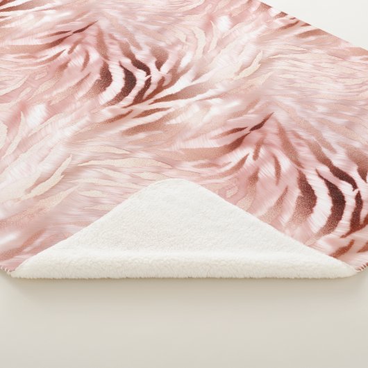 Stijlvolle Girly Pink Rose Gold Zebra Glam Glitz Sherpa Deken (3/4)