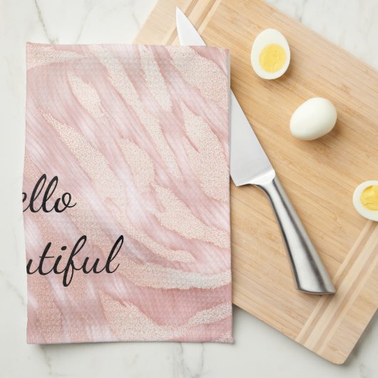 Stijlvolle Girly Pink Rose Gold Zebra Glam Glitz Theedoek (Quarter Fold)