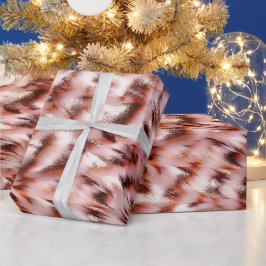 Stijlvolle Girly Pink Rose Gold Zebra Glitz Cadeaupapier