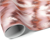 Stijlvolle Girly Pink Rose Gold Zebra Glitz Cadeaupapier (Rol Hoek)