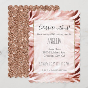 Stijlvolle Girly Pink Rose Gold Zebra Glitz Kaart