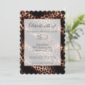 Stijlvolle Girly Roos Goud Zwart Luipaard Kaart (Staand voorkant)