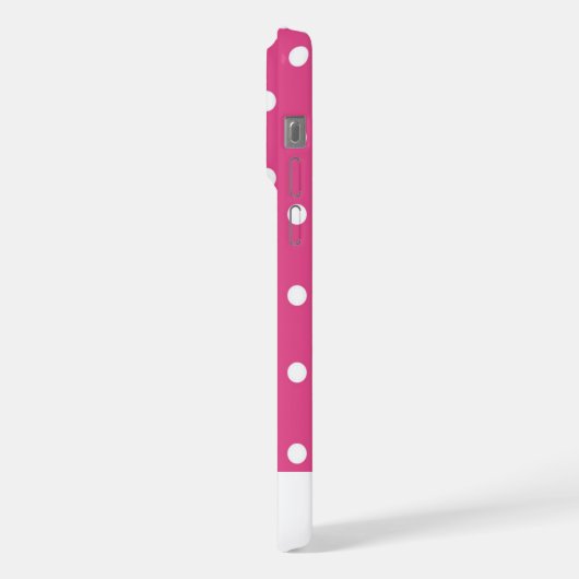 Stijlvolle Girly Roze en Witte Polka Dots iPhone Hoesje (Linkerkant)