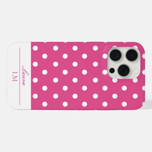 Stijlvolle Girly Roze en Witte Polka Dots iPhone Hoesje (Achterkant horizontaal)