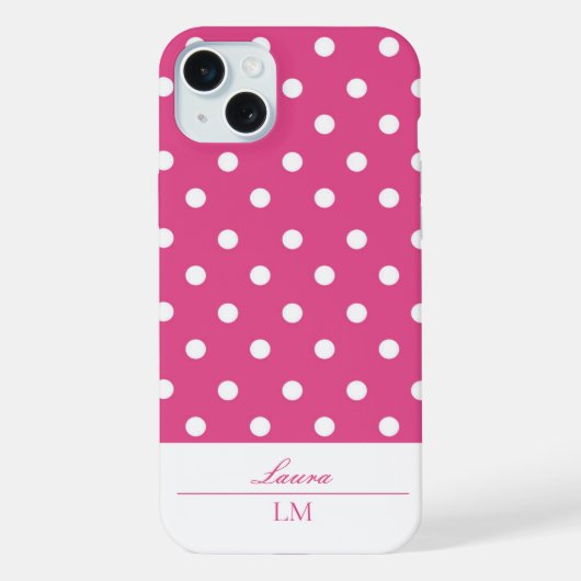 Stijlvolle Girly Roze en Witte Polka Dots iPhone Hoesje (Achterkant)