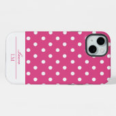 Stijlvolle Girly Roze en Witte Polka Dots Tough iPhone Hoesje (Achterkant horizontaal)