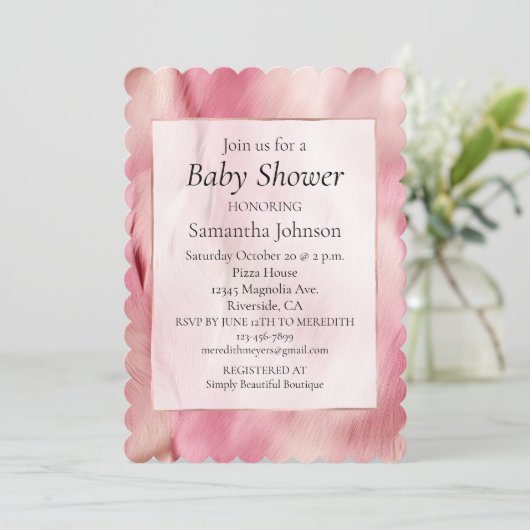 Stijlvolle Girly Roze Goud Wit Dier Baby shower Kaart (Staand voorkant)