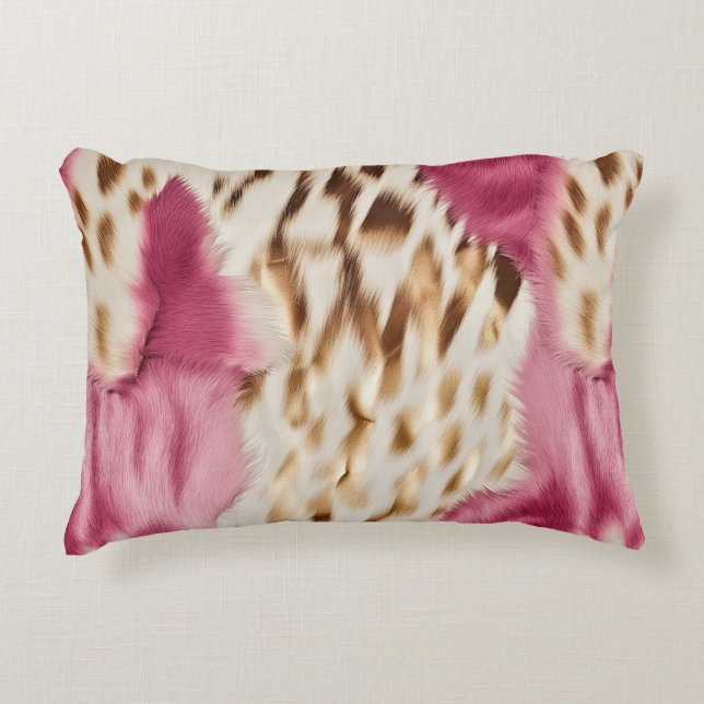 Stijlvolle Girly Roze Wit Goud Zebra Accent Kussen (Voorkant)
