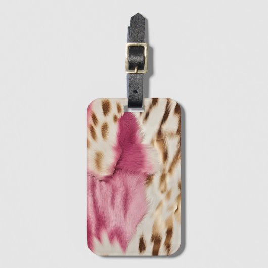 Stijlvolle Girly Roze Wit Goud Zebra Bagagelabel (Voorkant (verticaal))