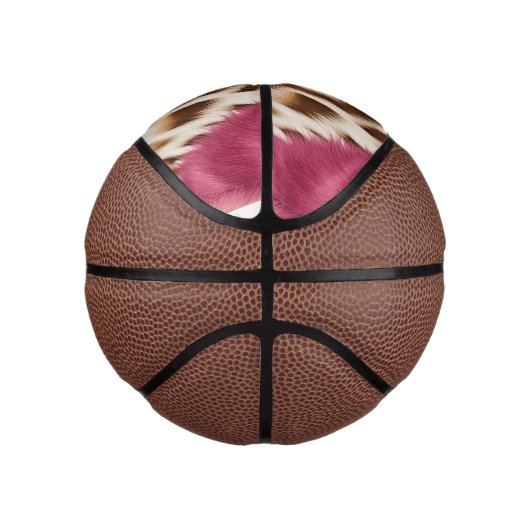 Stijlvolle Girly Roze Wit Goud Zebra Basketbal (Rechts)