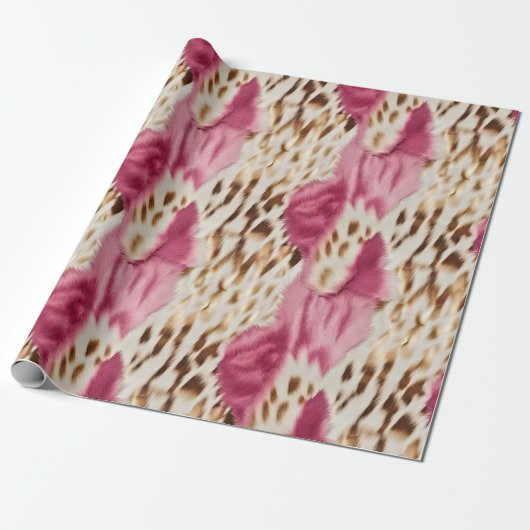 Stijlvolle Girly Roze Wit Goud Zebra Cadeaupapier (Uitgerold)