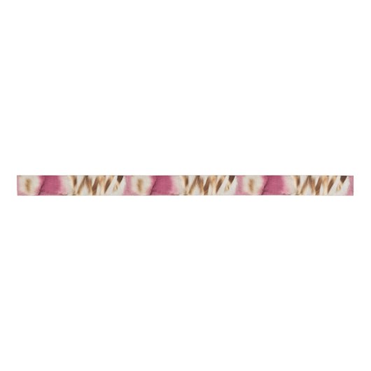 Stijlvolle Girly Roze Wit Goud Zebra Grosgrain Lint (Voorkant)