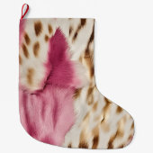 Stijlvolle Girly Roze Wit Goud Zebra Grote Kerstsok (Voorkant)