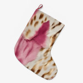 Stijlvolle Girly Roze Wit Goud Zebra Grote Kerstsok (Voorkant (Hangend))