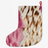 Stijlvolle Girly Roze Wit Goud Zebra Grote Kerstsok (Achterkant)