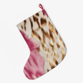 Stijlvolle Girly Roze Wit Goud Zebra Grote Kerstsok (Achterkant (Hangend))