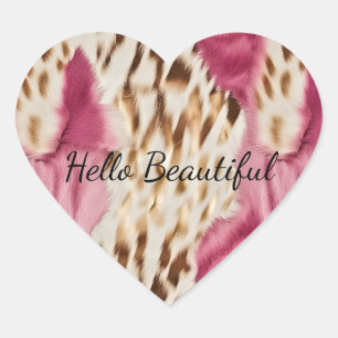 Stijlvolle Girly Roze Wit Goud Zebra Hart Sticker