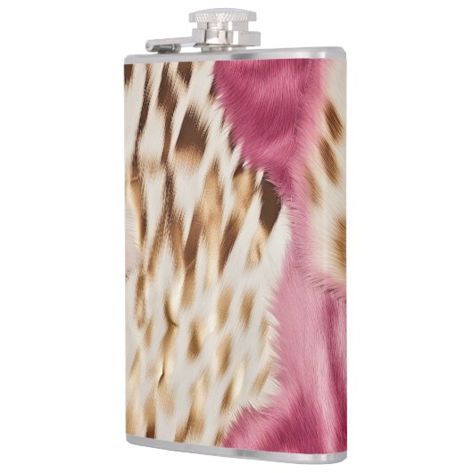 Stijlvolle Girly Roze Wit Goud Zebra Heupfles (Links)