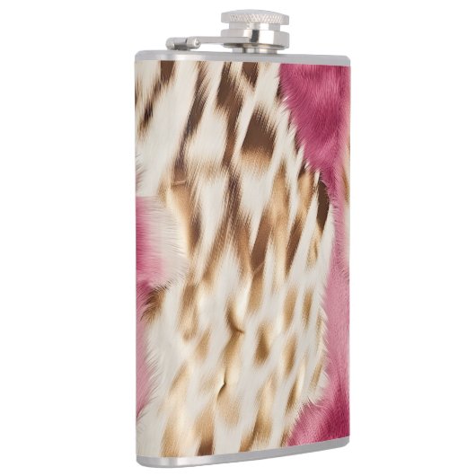 Stijlvolle Girly Roze Wit Goud Zebra Heupfles (Rechts)