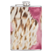 Stijlvolle Girly Roze Wit Goud Zebra Heupfles (Voorkant)