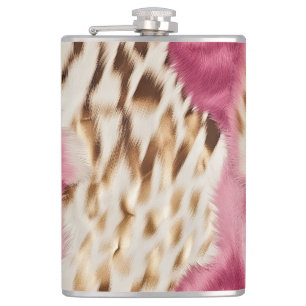 Stijlvolle Girly Roze Wit Goud Zebra Heupfles