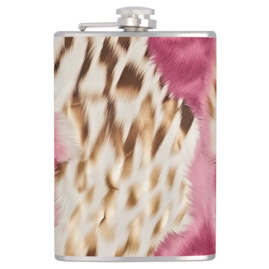 Stijlvolle Girly Roze Wit Goud Zebra Heupfles (Voorkant)