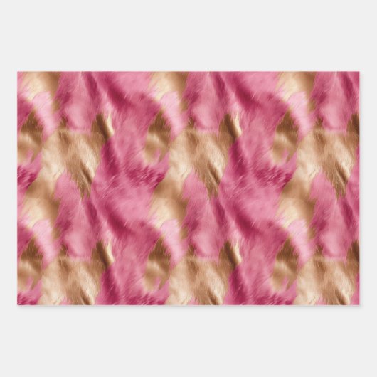 Stijlvolle Girly Roze Wit Goud Zebra Inpakpapier Vel (Voorkant 2)