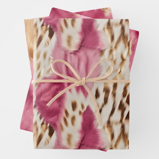 Stijlvolle Girly Roze Wit Goud Zebra Inpakpapier Vel (In situ)