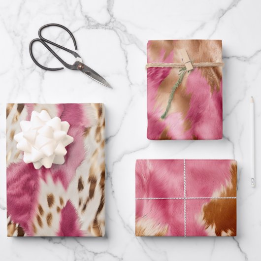 Stijlvolle Girly Roze Wit Goud Zebra Inpakpapier Vel (Voorkant)