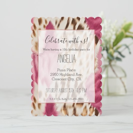 Stijlvolle Girly Roze Wit Goud Zebra Kaart (Staand voorkant)