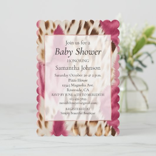 Stijlvolle Girly Roze Wit Goud Zebra Kaart (Staand voorkant)