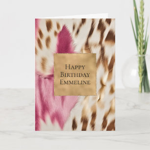 Stijlvolle Girly Roze Wit Goud Zebra Kaart