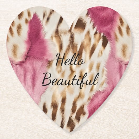 Stijlvolle Girly Roze Wit Goud Zebra Kartonnen Onderzetters (Voorkant)