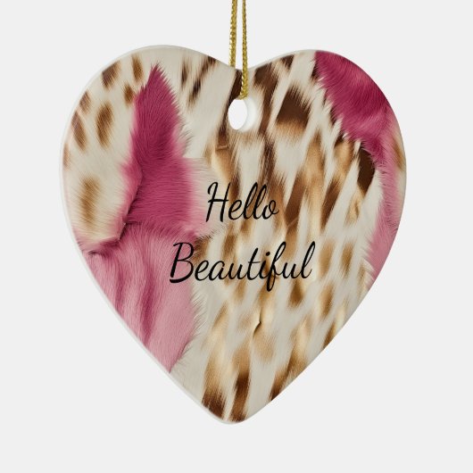 Stijlvolle Girly Roze Wit Goud Zebra Keramisch Ornament (Rechts)