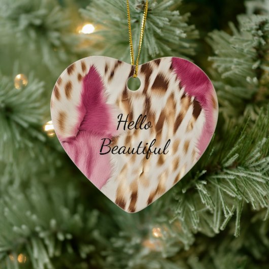 Stijlvolle Girly Roze Wit Goud Zebra Keramisch Ornament (Boom)