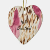 Stijlvolle Girly Roze Wit Goud Zebra Keramisch Ornament (Links)