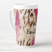 Stijlvolle Girly Roze Wit Goud Zebra Latte Mok (Linkerhoek)