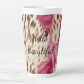 Stijlvolle Girly Roze Wit Goud Zebra Latte Mok (Voorkant)