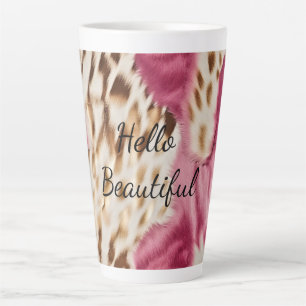 Stijlvolle Girly Roze Wit Goud Zebra Latte Mok